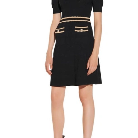 Sandro Black and Cream Dress - Picture 1 of 4